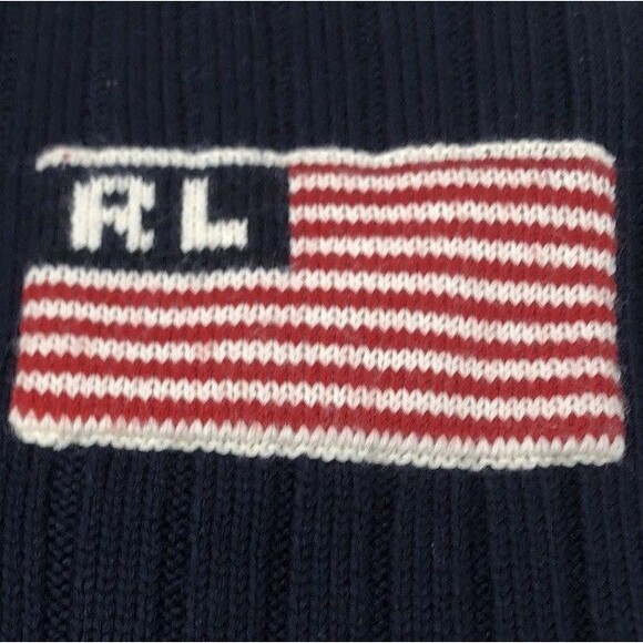 Polo Ralph Lauren RL Logo USA Flag Ribbed Knit Scarf VTG Ski Wool Blend 60x 10 - Picture 6 of 9